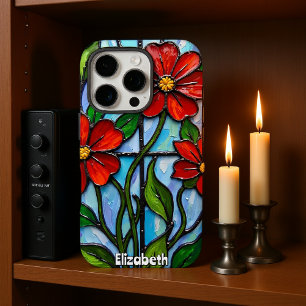 Artistieke papavers in Glas in lood iPhone 16 Pro Hoesje