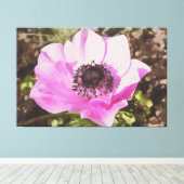 Artistieke pasta roze annemone wilde bloem canvas afdruk (Insitu (Houten vloer))