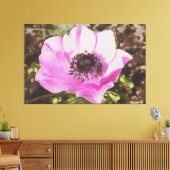 Artistieke pasta roze annemone wilde bloem canvas afdruk (Insitu (Woonkamer))
