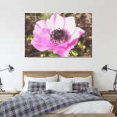 Artistieke pasta roze annemone wilde bloem canvas afdruk (Insitu (Slaapkamer))