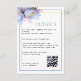 Artistieke Pastel Botanische Bloemen Bruiloft Informatiekaartje