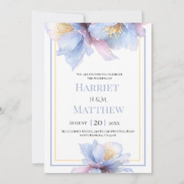Artistieke Pastel Botanische Bloemen Bruiloft Kaart