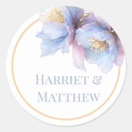 Artistieke Pastel Botanische Bloemen Bruiloft Ronde Sticker