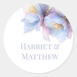 Artistieke Pastel Botanische Bloemen Bruiloft Ronde Sticker