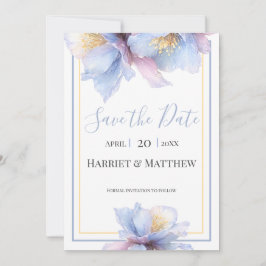 Artistieke Pastel Botanische Bloemen Bruiloft Save The Date