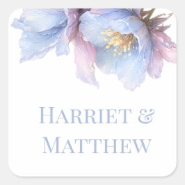 Artistieke Pastel Botanische Bloemen Bruiloft Vierkante Sticker