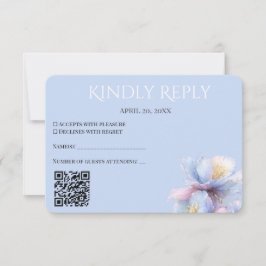 Artistieke Pastel Botanische Bloemen Huwelijks QR RSVP Kaartje