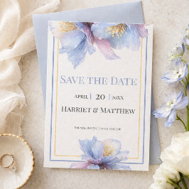 Artistieke Pastel Botanische Bloemstukken Bruiloft Save The Date