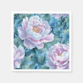 Artistieke Pastel Peonies Gouache Patroon Servet