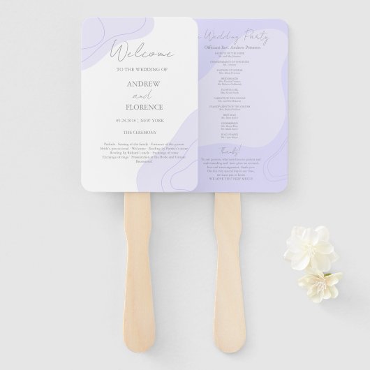Artistieke Pastel Violet Wedding Blob Lines Custom Handwaaier (Voorkant en achterkant)