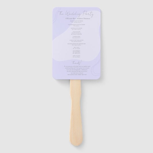 Artistieke Pastel Violet Wedding Blob Lines Custom Handwaaier (Achterkant)