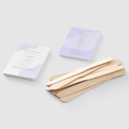 Artistieke Pastel Violet Wedding Blob Lines Custom Handwaaier (Niet-gemonteerd)
