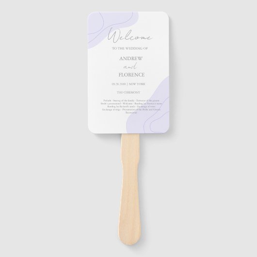 Artistieke Pastel Violet Wedding Blob Lines Custom Handwaaier (Voorkant)