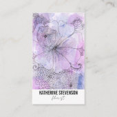 Artistieke Pastel Waterverf Line Art Florist Visitekaartje (Voorkant)
