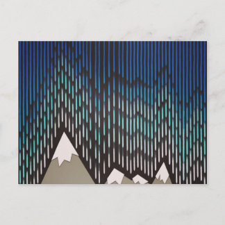Artistieke Patroonblauw regenachtige bergen afdruk Briefkaart