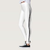 Artistieke pekelaar zijstreep elegant zwart op wit leggings (Links)
