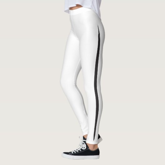 Artistieke pekelaar zijstreep elegant zwart op wit leggings (Links)