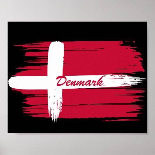 Artistieke penseelstreek Denemarken vlag Poster (Voorkant)