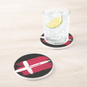 Artistieke penseelstreek Denemarken vlag Zandsteen Onderzetter (Zijkant)