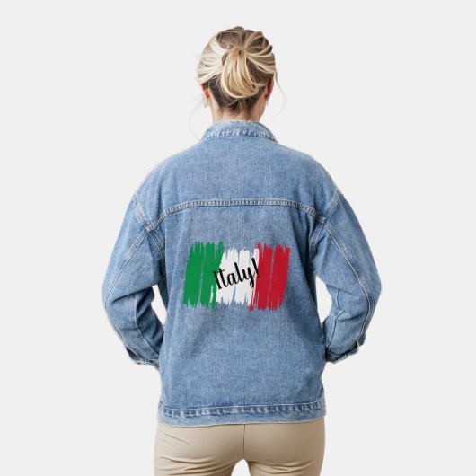 Artistieke penseelstreek Italië Vlag Denim Jacket (Model)