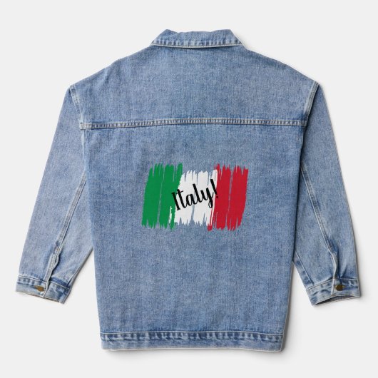 Artistieke penseelstreek Italië Vlag Denim Jacket (Achterkant)