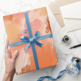 Artistieke penseelstreek Koraal Perzik Abstract Pa Cadeaupapier