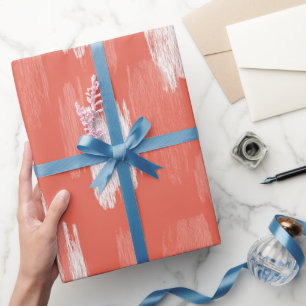 Artistieke penseelstreek Koraal Perzik Abstract Pa Cadeaupapier