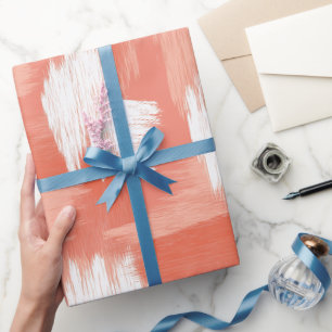 Artistieke penseelstreek Koraal Perzik Abstract Pa Cadeaupapier