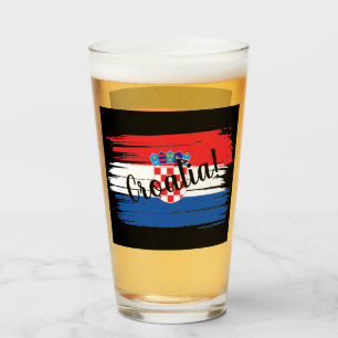 Artistieke penseelstreek Kroatië vlag Glas