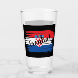 Artistieke penseelstreek Kroatië vlag Glas