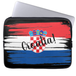 Artistieke penseelstreek Kroatië vlag Laptop Sleeve