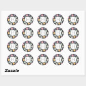 artistieke penseelstreek pastel polka dot monogram ronde sticker (Vel)