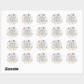 artistieke penseelstreek pastel polka dot monogram ronde sticker (Vel)