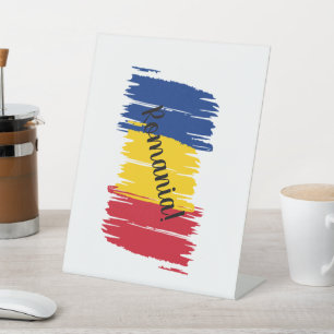 Artistieke penseelstreek Roemenië Reclamebord Met Voetstuk