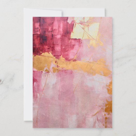 Artistieke penseelstreken Gouden Roze Bruiloft Save The Date (Achterkant)