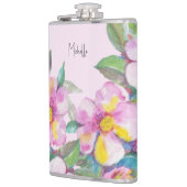 Artistieke Perzikbloesems Aquarel Gepersonaliseerd Heupfles (Links)