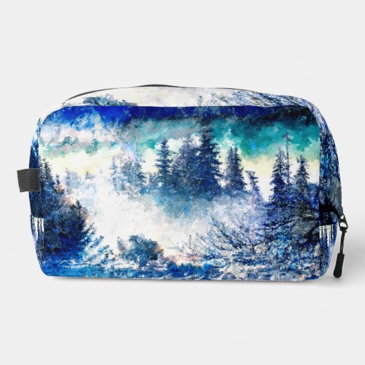 Artistieke Pine Snowstorm Schilderij Toilettasje (Voorkant)