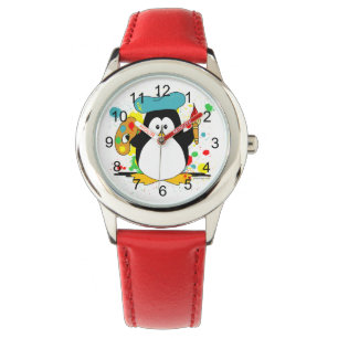 Artistieke pinguïn horloge