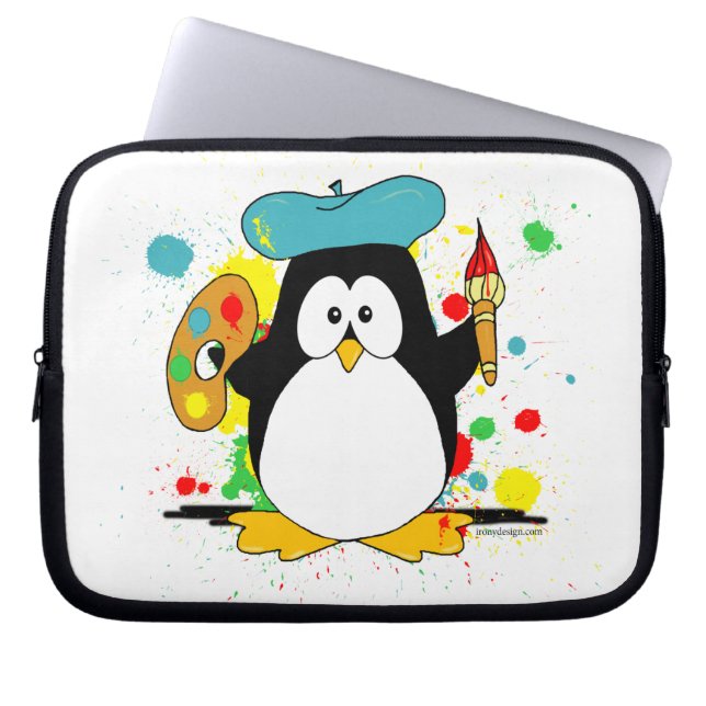 Artistieke pinguïn laptop sleeve (Voorkant)