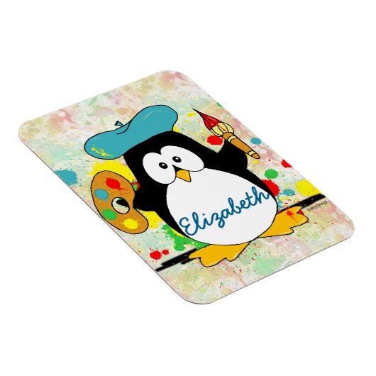 Artistieke pinguïnschilder personaliseren magneet (Rechterzijde)