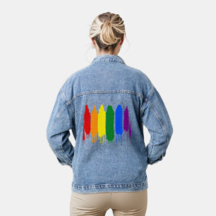 Artistieke plons geschilderd Rainbow Gay Pride Par Denim Jacket