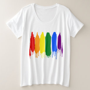 Artistieke plons geschilderd Rainbow Gay Pride Par Grote Maat T-shirt