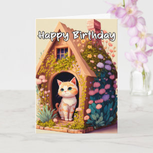 Artistieke Posing Kitty Cat Illustratie Kaart