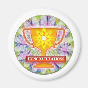 Artistieke PRIJS : Tekst GEFELICITEERD Magneet