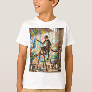 Artistieke Primaat Muurschilder in Modern Zonnig L T-shirt