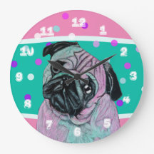 Artistieke Pug Dog in roze en groene turquoise