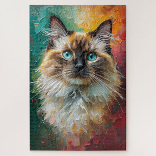 Artistieke Ragdoll Cat Portret Levendige olieverfs Legpuzzel