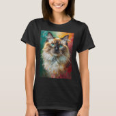 Artistieke Ragdoll Cat Portret Levendige olieverfs T-shirt (Voorkant)