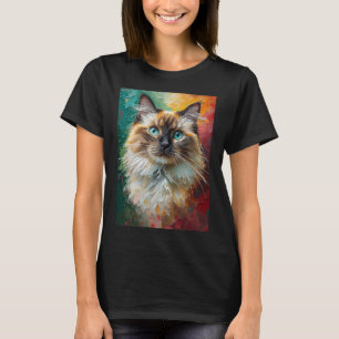 Artistieke Ragdoll Cat Portret Levendige olieverfs T-shirt
