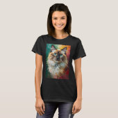 Artistieke Ragdoll Cat Portret Levendige olieverfs T-shirt (Voorkant volledig)